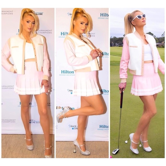 Alice + Olivia Carter Pink Pleated Varsity Striped Mini Skirt - Picture 8 of 16